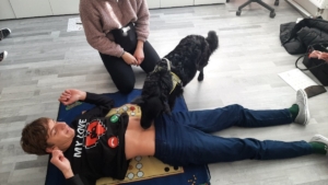 do třídy D + F přišel pejsek Haidy na canisterapii