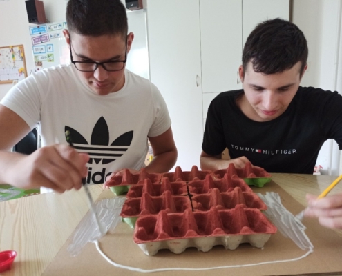 výroba statku z kartonu a včelího úlu z obalů od vajec