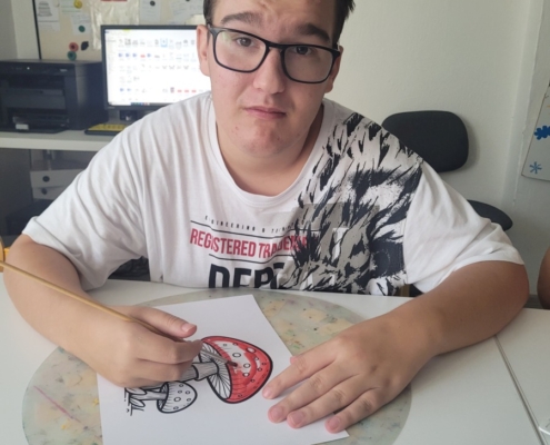malování podzimních hub