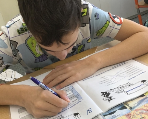 Výuka ve třídě, v PC učebně, vycházka a beseda v knihovně