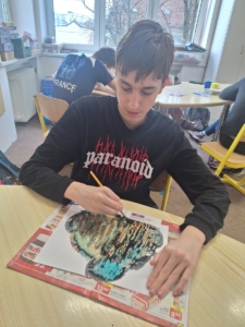 Výtvarná výchova v C na zimní téma - čepice