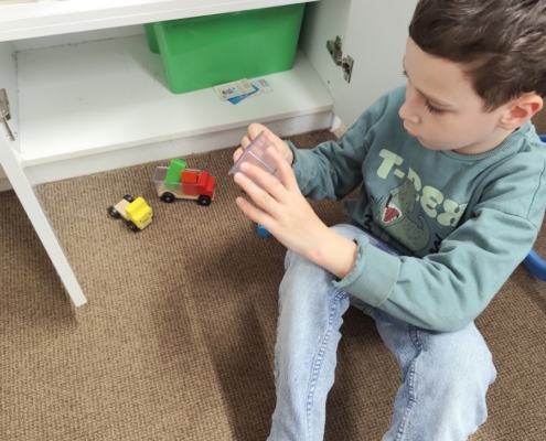 dřevěné vkládačky, autíčka a náklad, magnetická tabulka, puzzle, hraní na varhanky