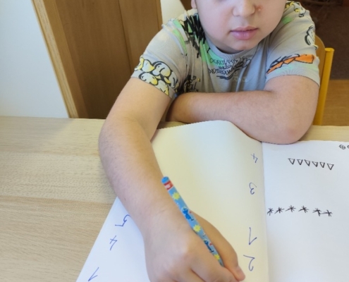 k procházce v lesíku, učili jsme se - počítání, čtení, psaní, manipulační činnosti