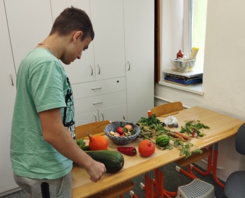 ve výtvarné výchově pokračovali v tvorbě na téma plody podzimu