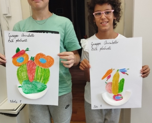 ve výtvarné výchově pokračovali v tvorbě na téma plody podzimu