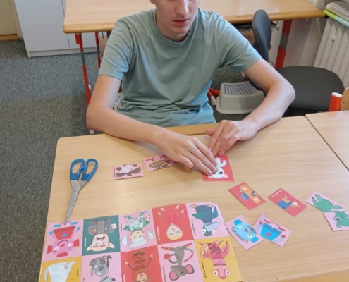 Pracovní činnosti - stříhání , práce s papírem, odvoz, odnos a třídění