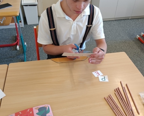 Pracovní činnosti - stříhání , práce s papírem, odvoz, odnos a třídění