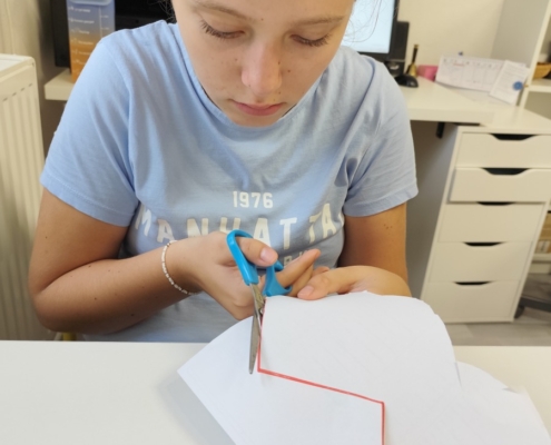 stříhat nejrůznější tvary a tím jsme procvičovali nácvik stříhání