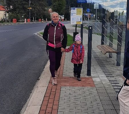 První procházka, nákup v obchodě v Horní Bečvě