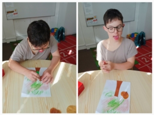 tentokrát vytvořili stromy pomocí podzimního listí