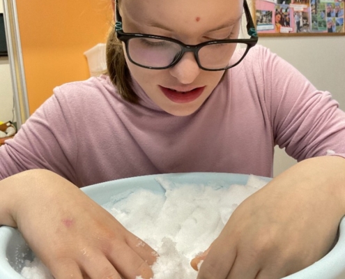 Výuka ve třídě B v tomto týdnu pokračovala v duchu poznávání znaků zimního období