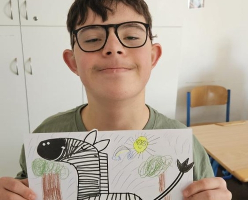 Počítání, plavání a rehabilitace v Pokroku,  práce na PC a psaní dopisu