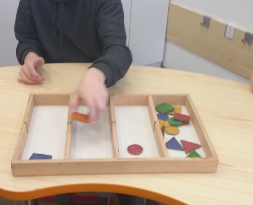 jsme v zálesáckém kroužku třídili geometrické tvary po slepu